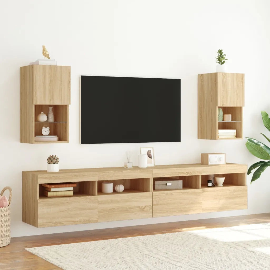 Mobili TV con Luci LED 2pz-Set di 2 Credenza per TV Rovere Sonoma 30,5x30x60 cm