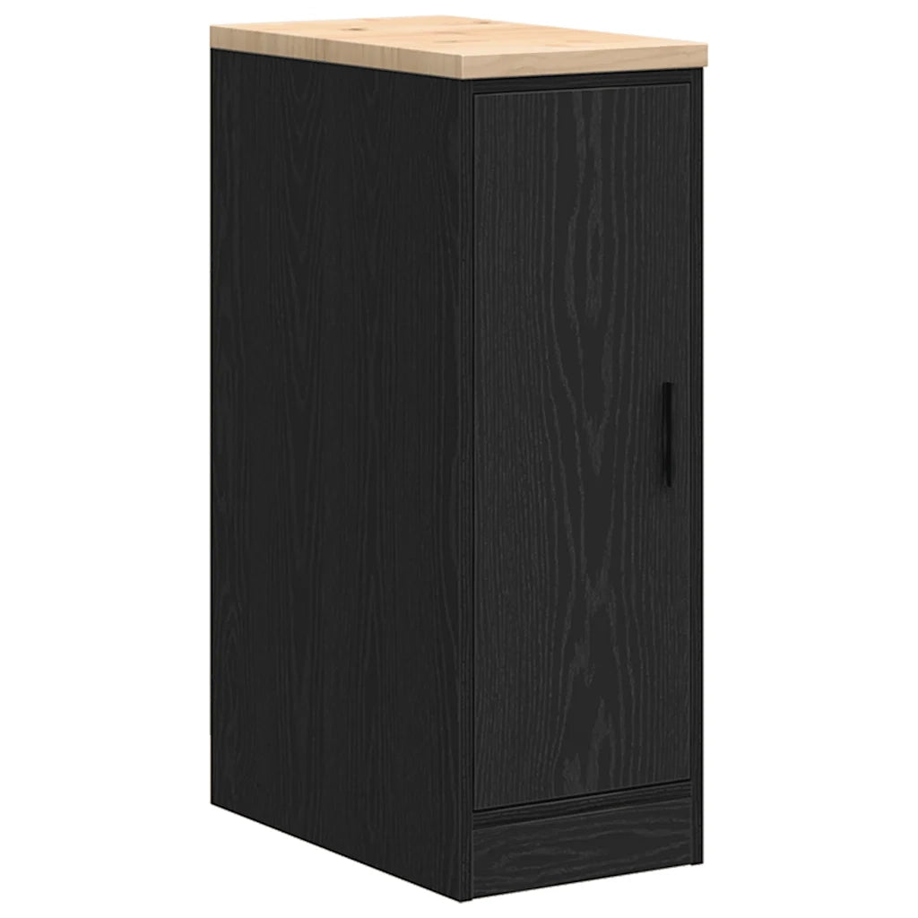 Armadietto da Garage Nero 30x51x85 cm in Legno Massello di Pino 860554