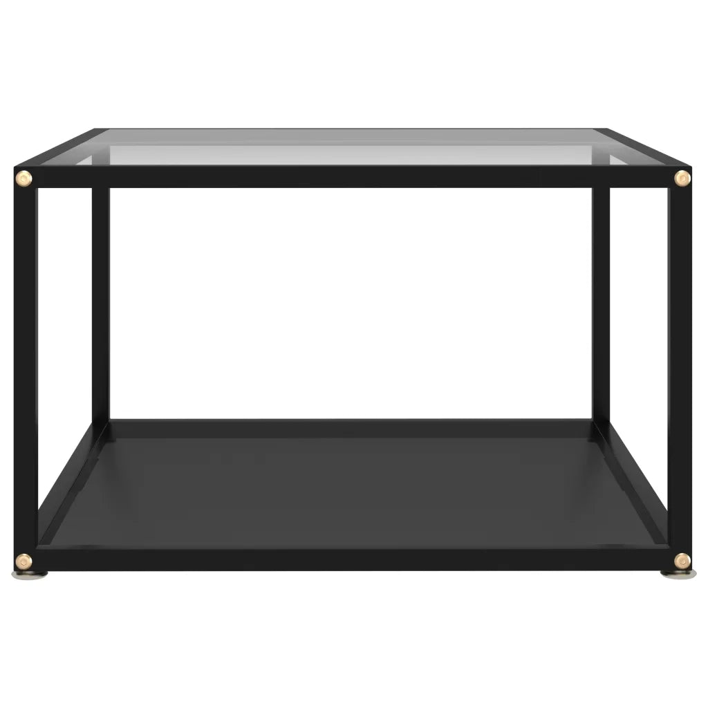 Tavolino Trasparente e Nero 60x60x35cm in Vetro Temperato 322891