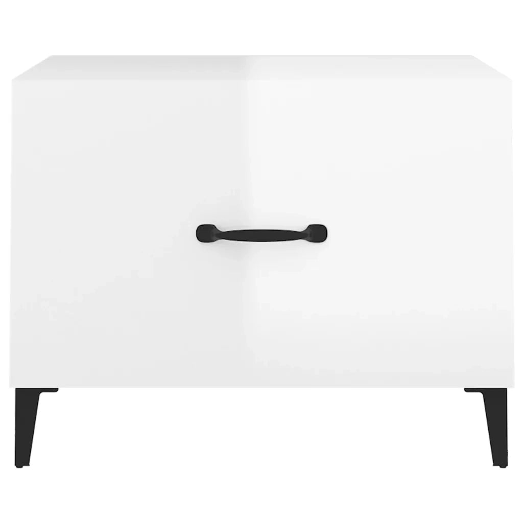 Tavolino Salotto con Gambe in Metallo Bianco Lucido 50x50x40cm 812738