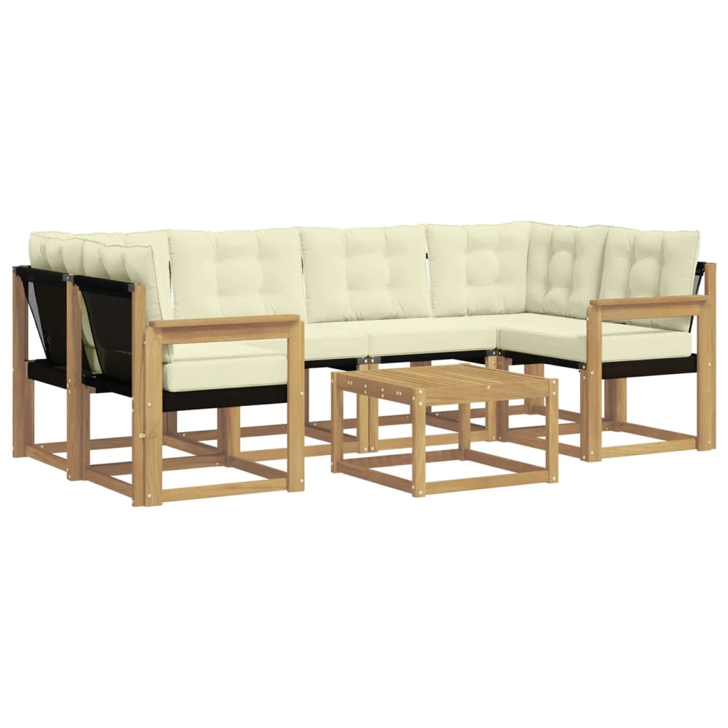 Set di divani da esterno 7 pz Bianco e Crema 3389252