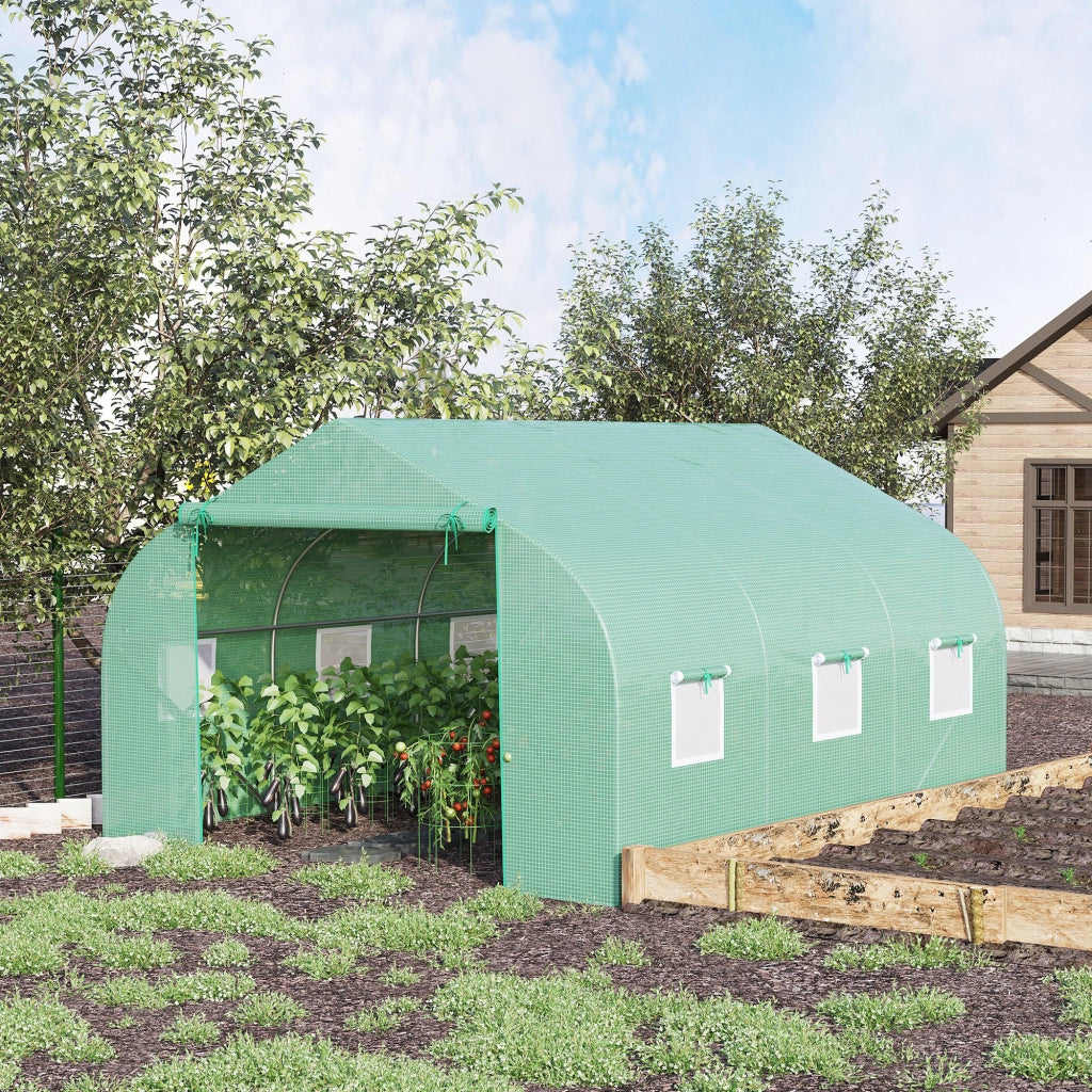 Serra da giardino 3.5x3x2 m con 6 finestre rete e porta a zip ¨C Minimal ¨C verde