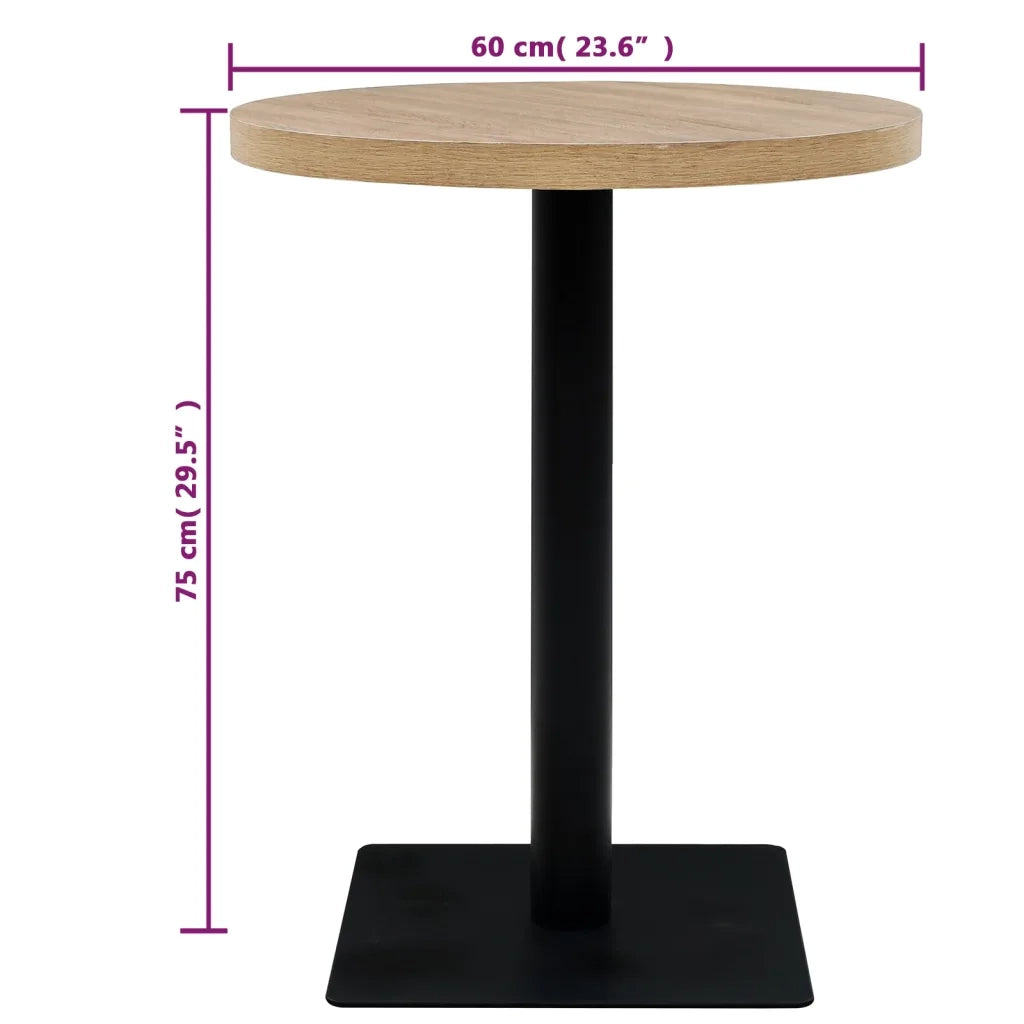 Tavolo Bistrot in MDF e Acciaio Rotondo 60x75 cm Colore Rovere 245612