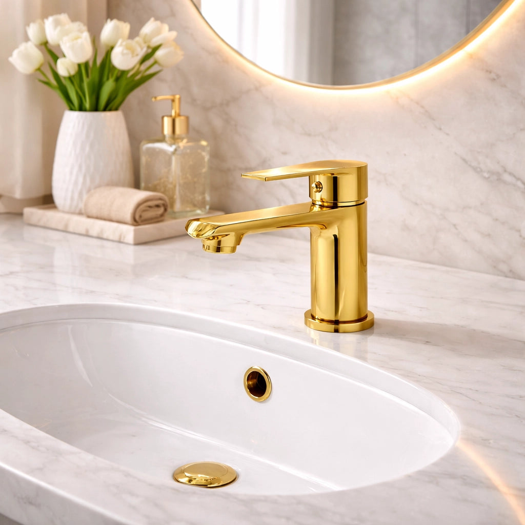 Miscelatore Rubinetto Colore Oro Casa Bagno Lavabo Monocomando Moderno 94012
