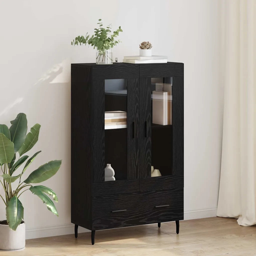 Credenza-Buffet-Armadio da cucina Rovere Nero 69,5 x 31 x 115 cm Legno multistrato 909647