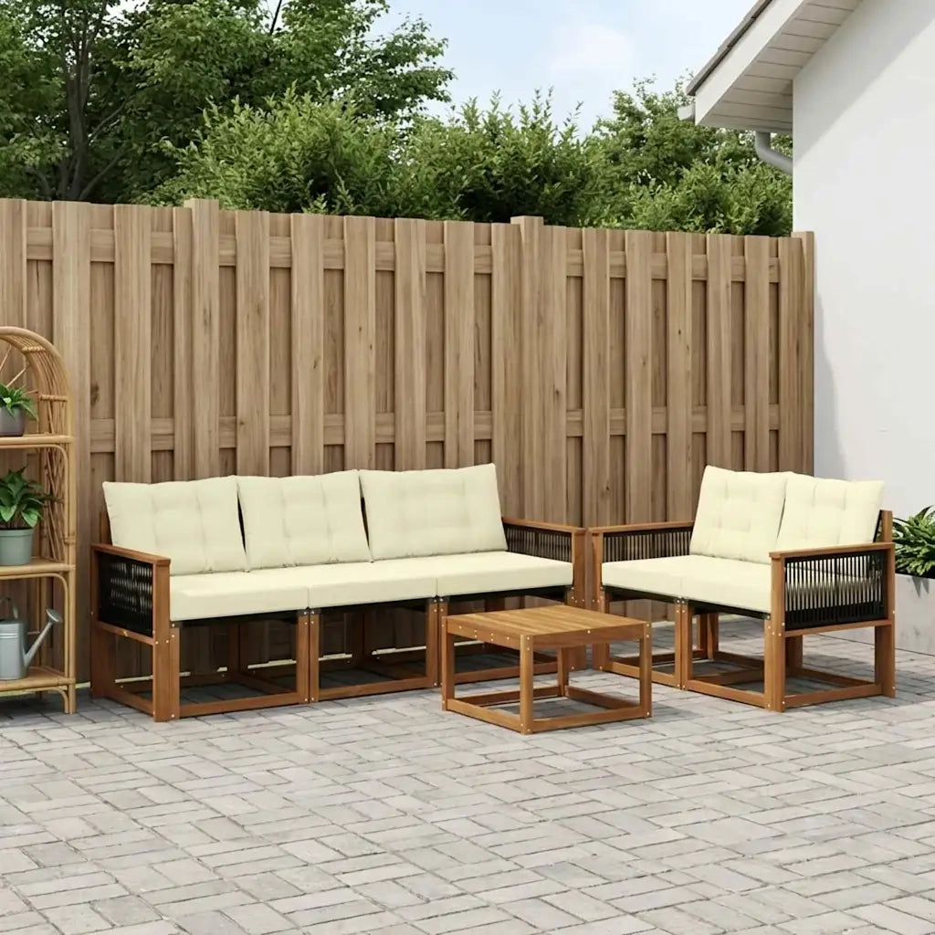 Set di divani da esterno con cuscino 7 pcs Naturale e Crema 3381790