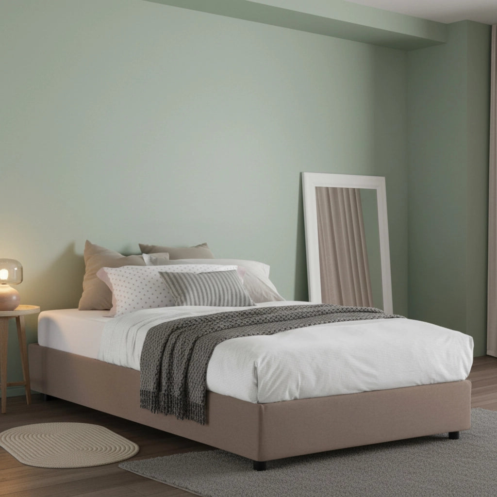 Ariba, Letto Piazza e Mezza Sfoderabile Made in Italy, Grigio Tortora