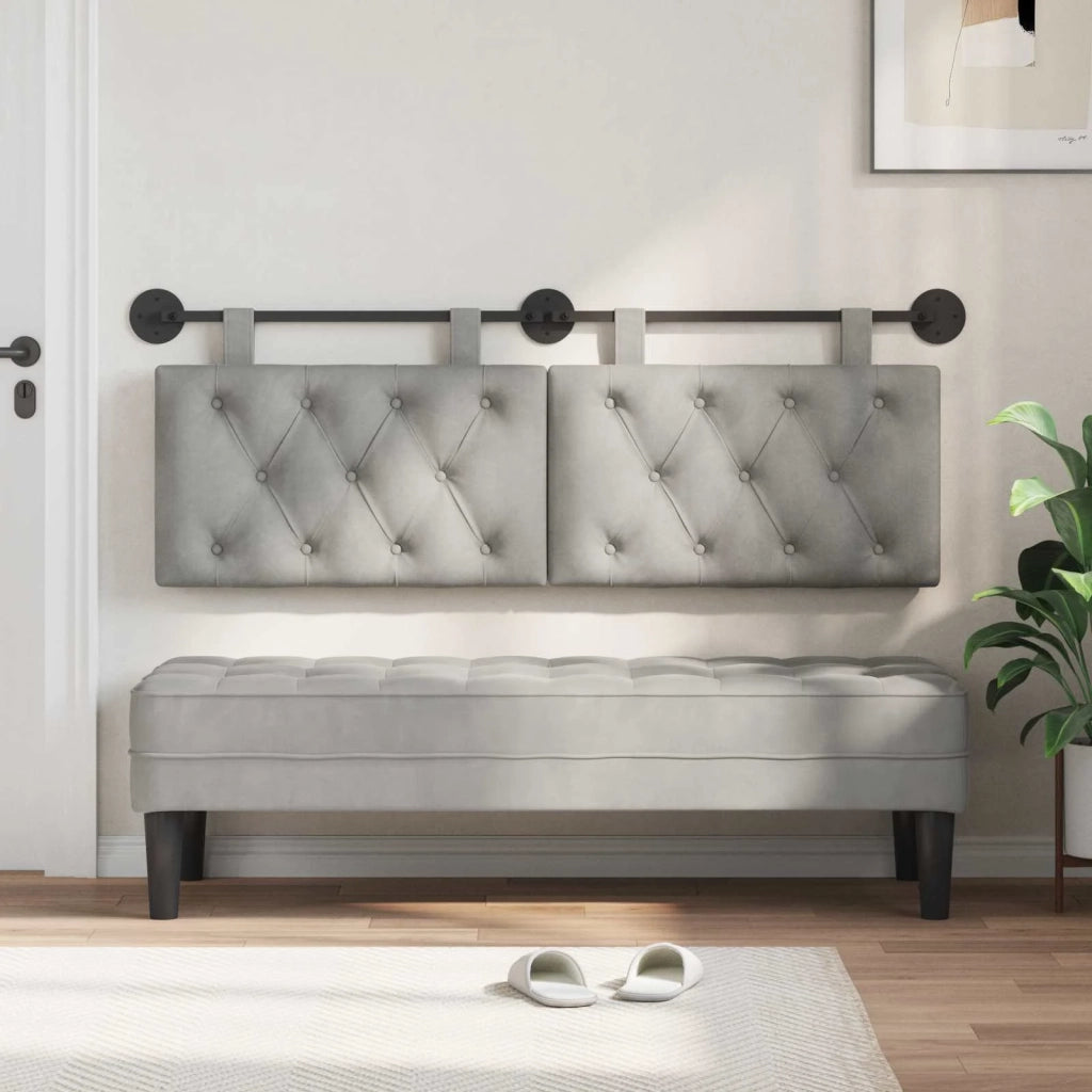 Testiera sospesa Con luce LED Grigio Chiaro Velluto 42032108