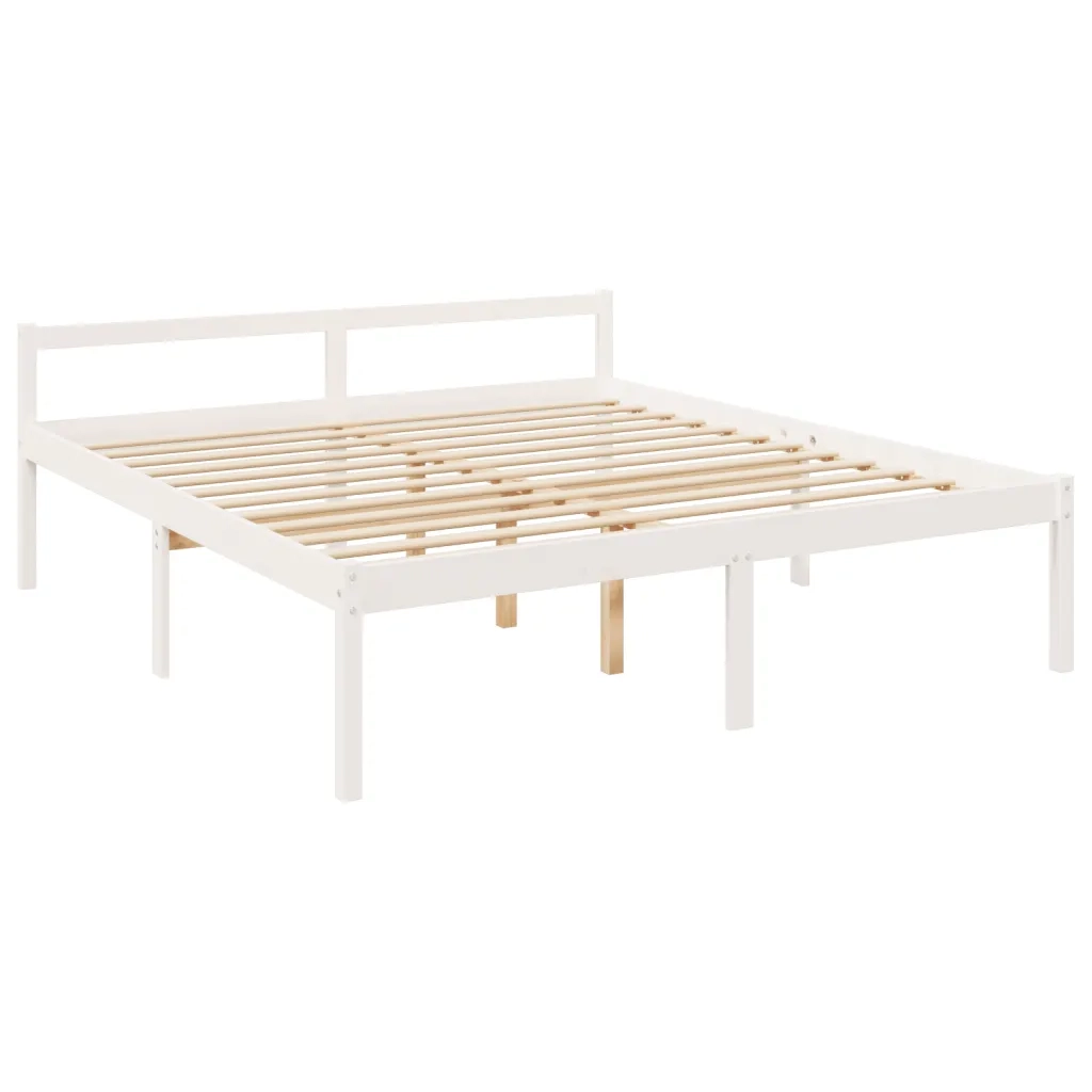 Letto per Anziani con Testiera-Struttura Letto per Anziani Bianco 200x200 cm Legno Massello 240112