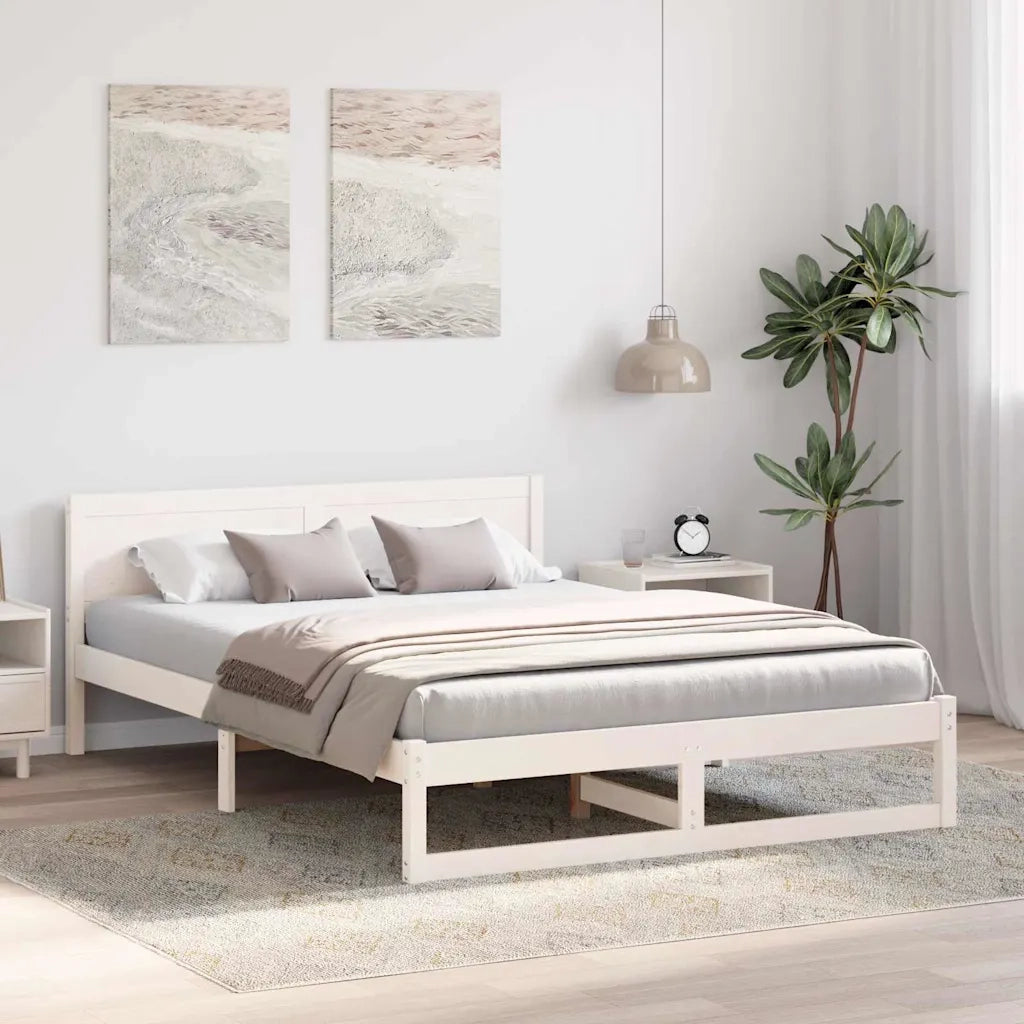 Struttura del letto-Giroletto-Rete del Letto Bianco 150 x 200 cm Pino massello 601715