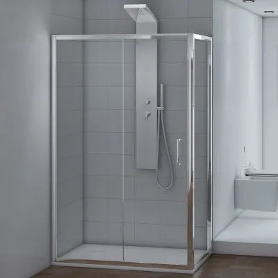 Box doccia angolare 80x120 cm scorrevole in cristallo trasparente Ted