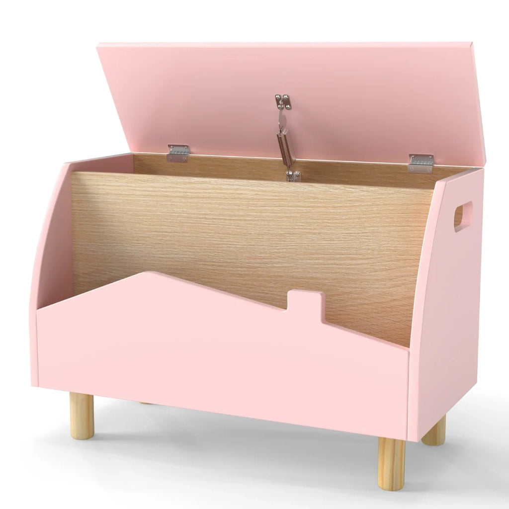 Baule portagiochi con ripiano espositivo 60 x 33 x 44 cm sicuro e accogliente in MDF rosa 20_0017032