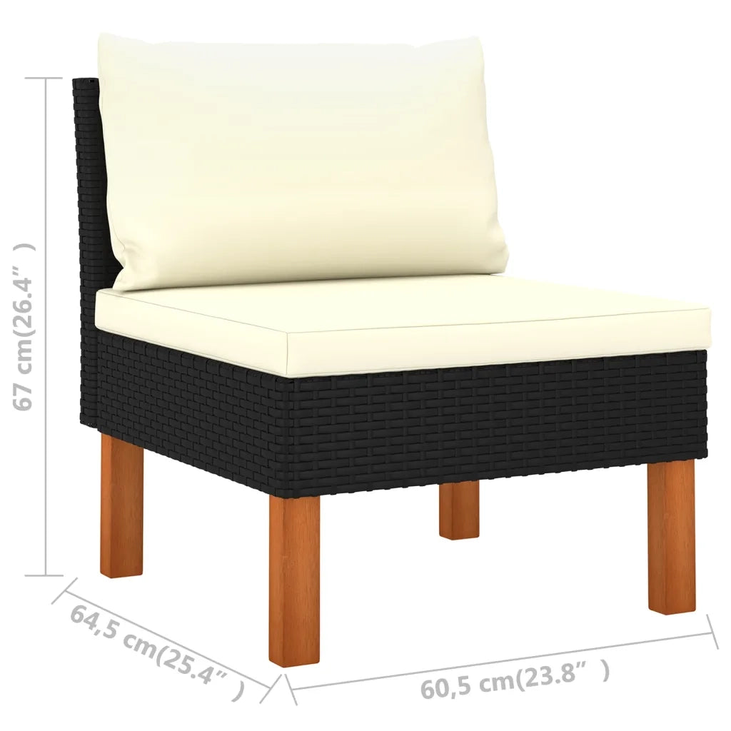 Set Divani da Giardino 4 pz con Cuscini in Polyrattan Nero 3059749