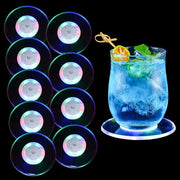 Onderzetters LED 9 pezzi, sotto piatti luminosi per bicchieri, sotto piatti luminosi acqua resistenti per bicchieri da vetro, sotto piatti luminosi acrilici acqua resistenti per bicchieri da vino, ideali per feste, bar, cene formali