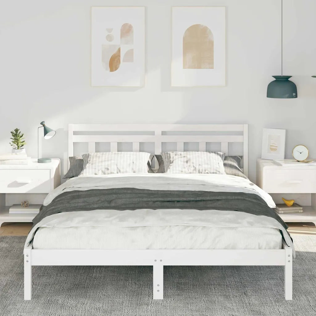 Struttura del letto-Giroletto-Rete del Letto Bianco 140 x 200 cm Pino massello 678647