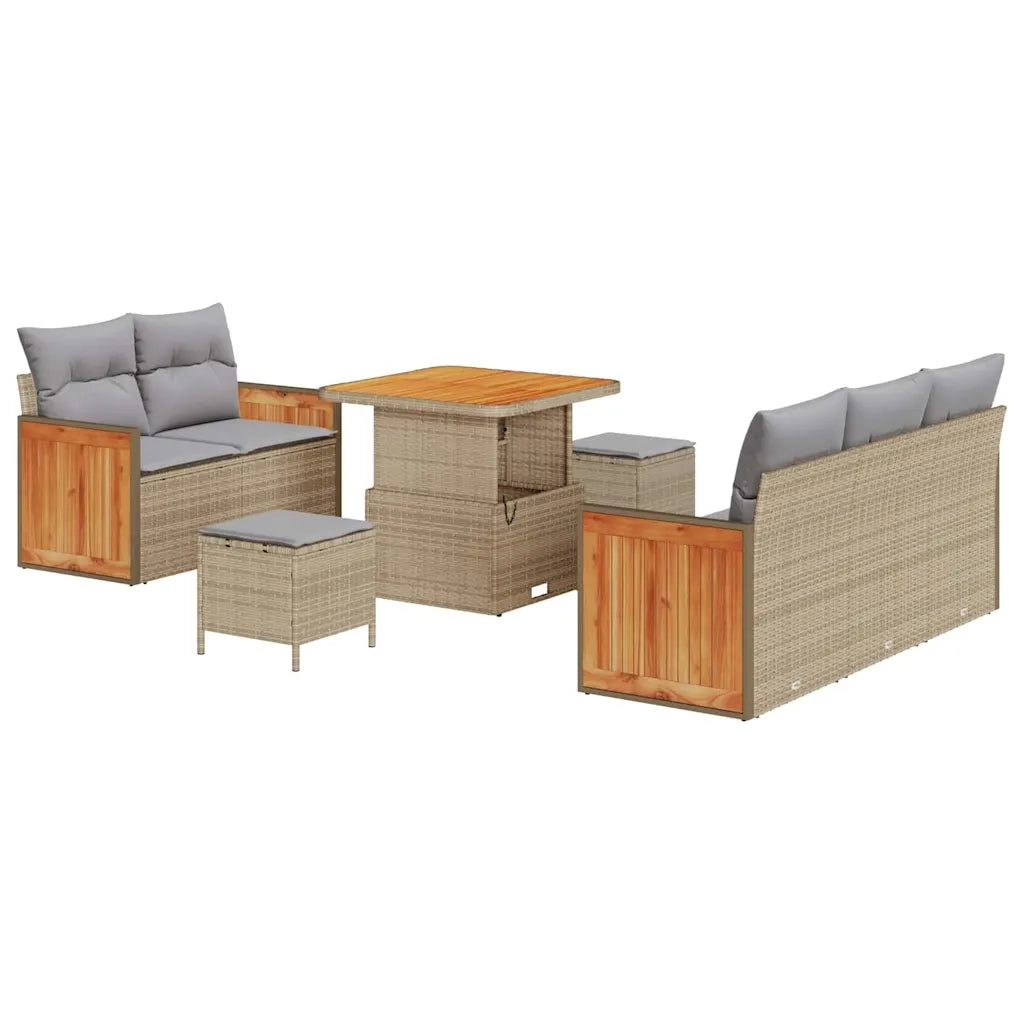 Set Divano da Giardino 10 pcs Beige e Grigio Chiaro polyrattan