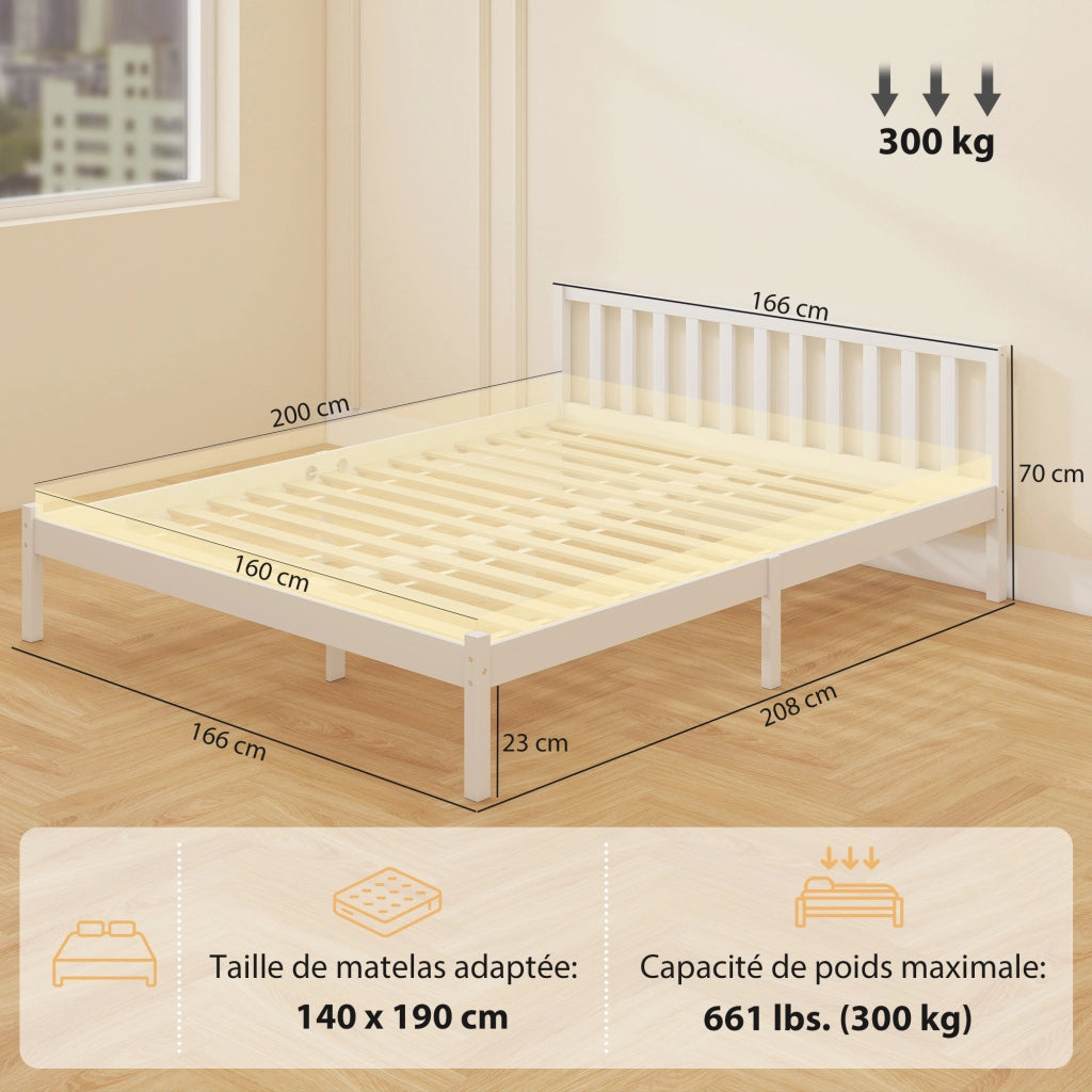 Letto singolo in legno massello ¨C Xylo ¨C 160x200 cm con testiera e rete a doghe