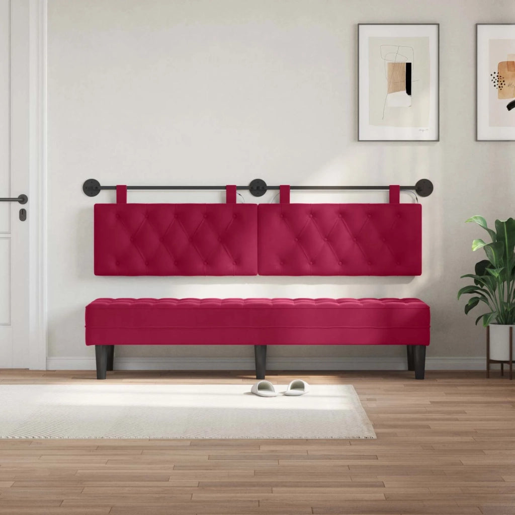 Testiera sospesa Con luce LED Rosso Vino Velluto 3424670