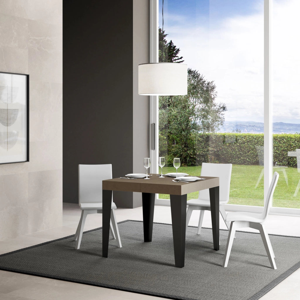 Tavolo allungabile 90x90/246 cm Flaris Premium Tortora gambe antracite