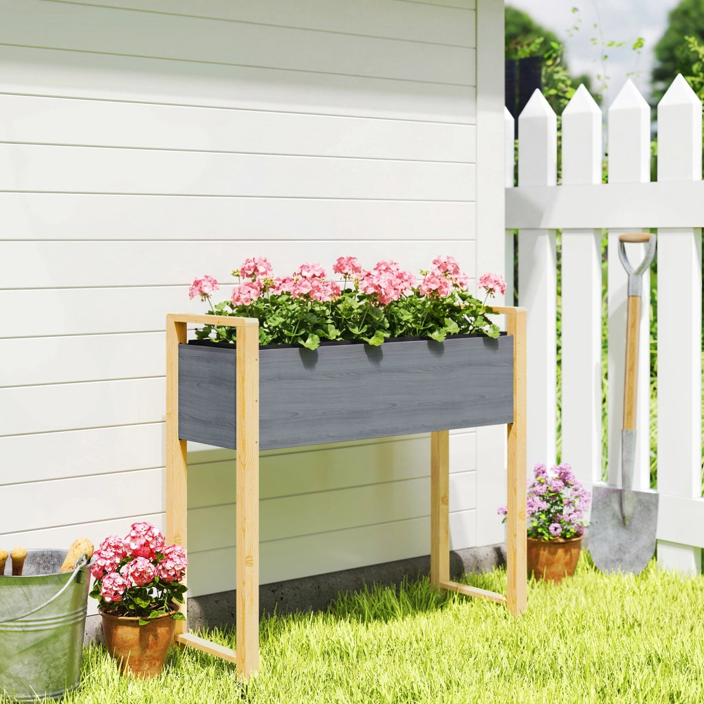 Cassone rialzato da giardino con piedini ¨C Xylo ¨C grigio, tessuto non tessuto, 98x37x90 cm