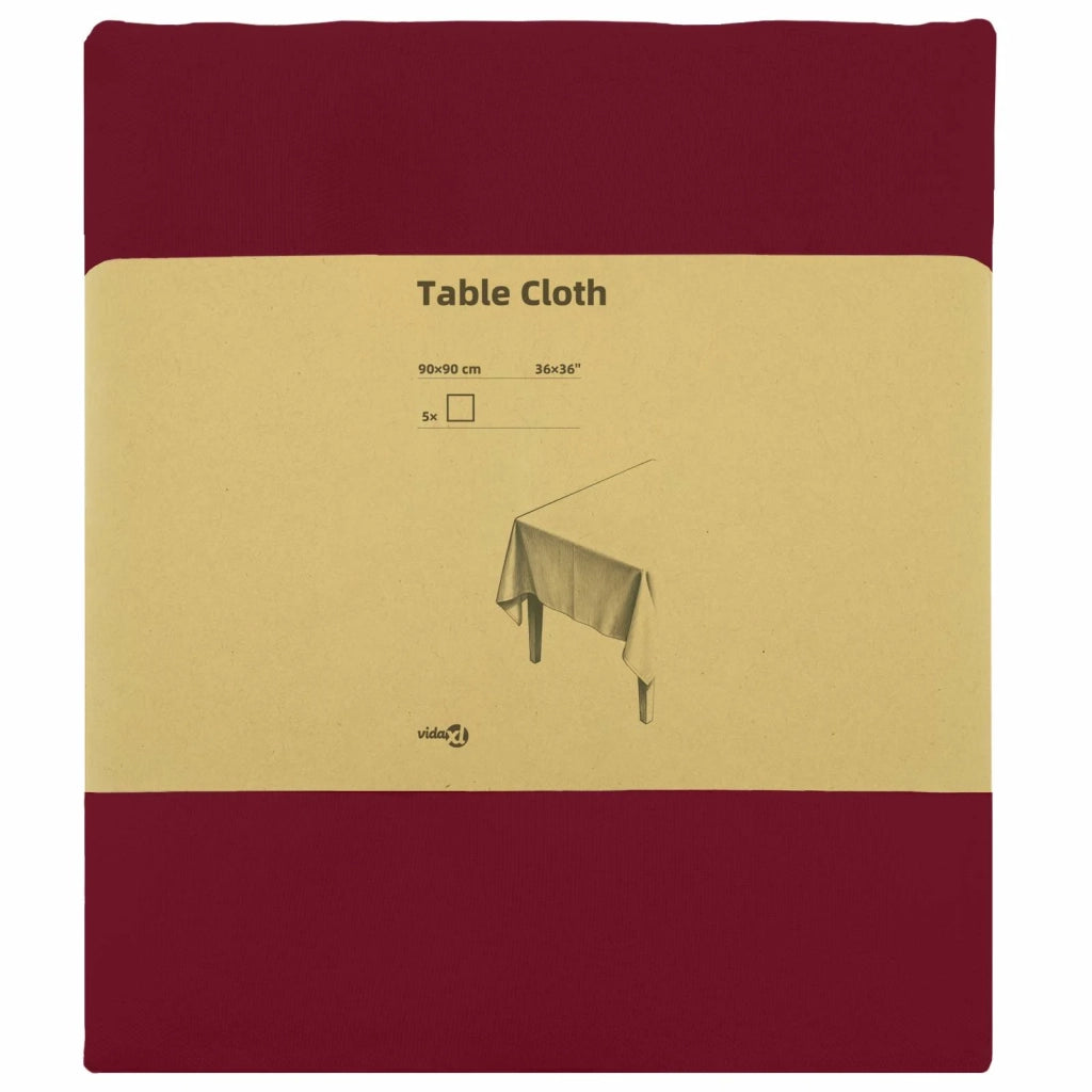 Tovaglia da Tavolo 5 pz Rosso Vino 90 x 90 cm Poliestere 42040176