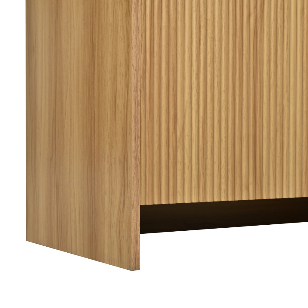 Credenza Alta con 2 Ante in Vetro e 2 Ante; Motivo Ondulato; Stile Moderno; in Pannelli; 78×40×176 cm; Naturale