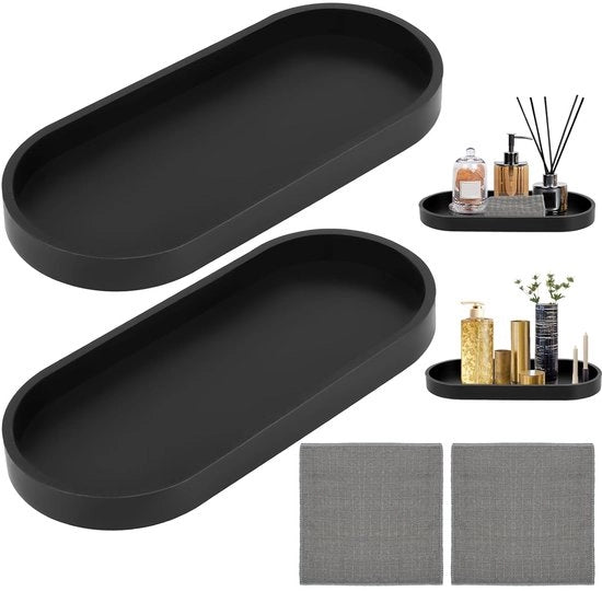Piatto di servizio decorativo in silicone - nero - 2 pezzi - assorbente