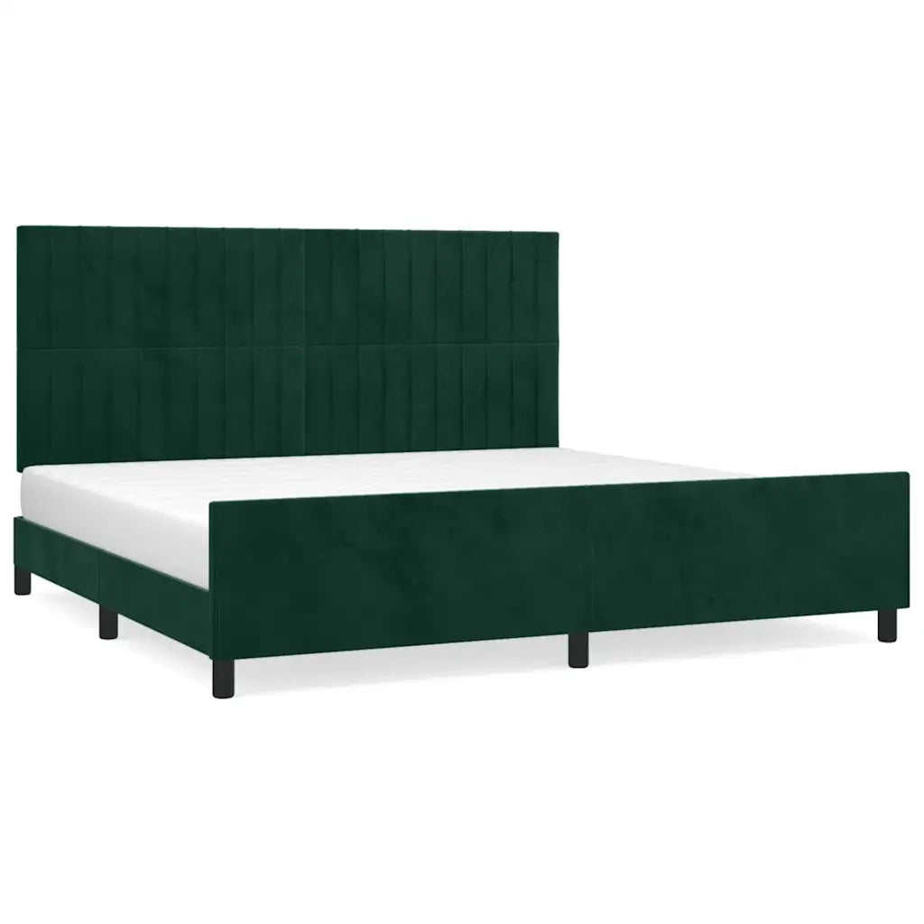 Letto matrimoniale | Letto per adulti | Giroletto senza Materasso Verde Scuro 200x200 cm in Velluto