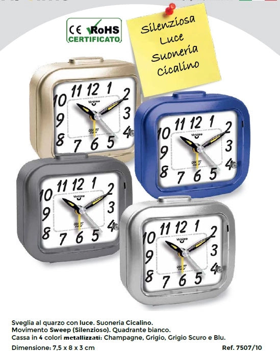 1 Pezzo Orologio Sveglia al Quarzo Silenziosa con Luce 4 Colori
