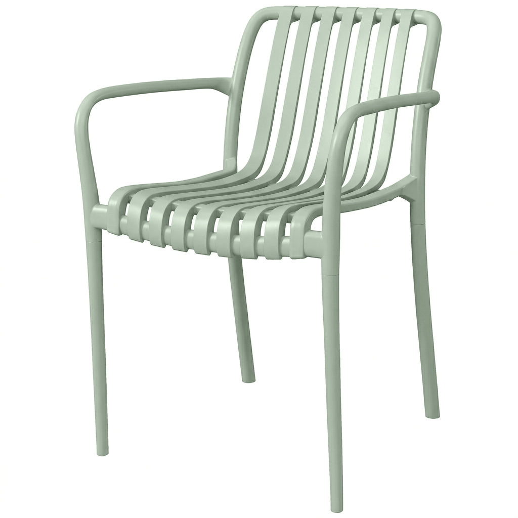 Set 4 Sedie da Giardino Impilabili ¨C Xylo ¨C Polipropilene Anti-UV Braccioli Schienale Ergonomico Grigio Verde