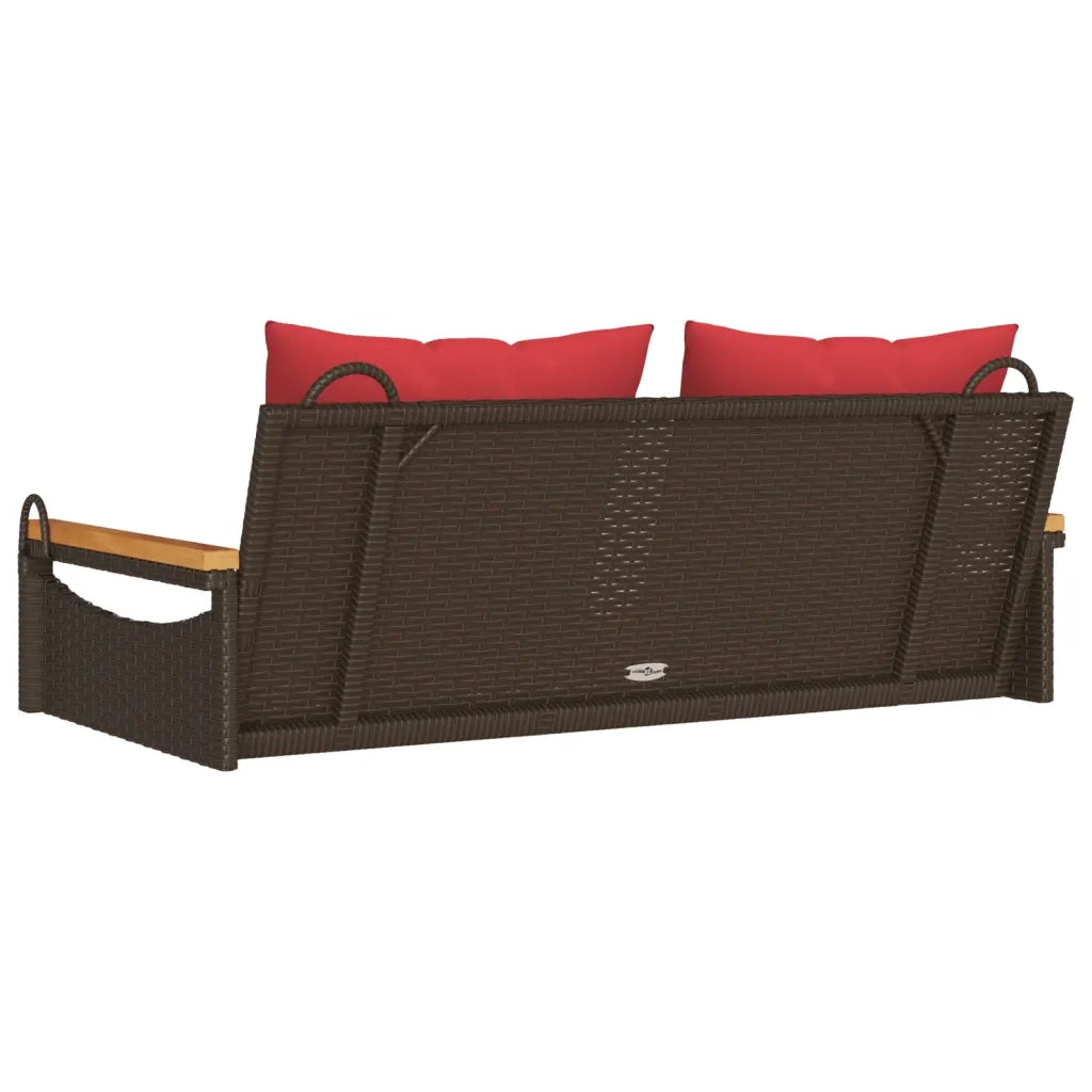 Panchina Dondolo con Cuscini Marrone 109x62x40 cm in Polyrattan 368149
