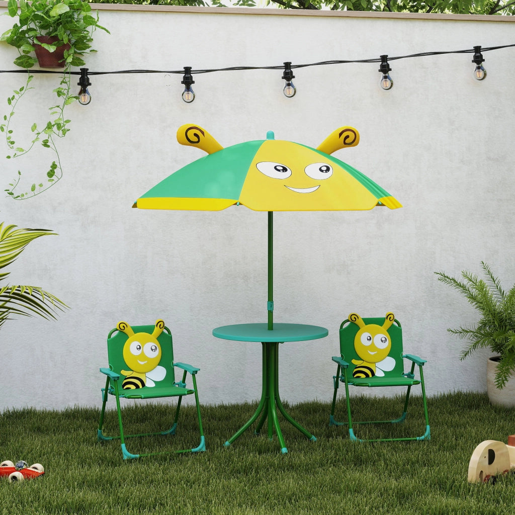 Set Mobili Giardino Bambini Tavolo Sedie Ombrellone Design Api ¨C Xylo ¨C Verde Giallo