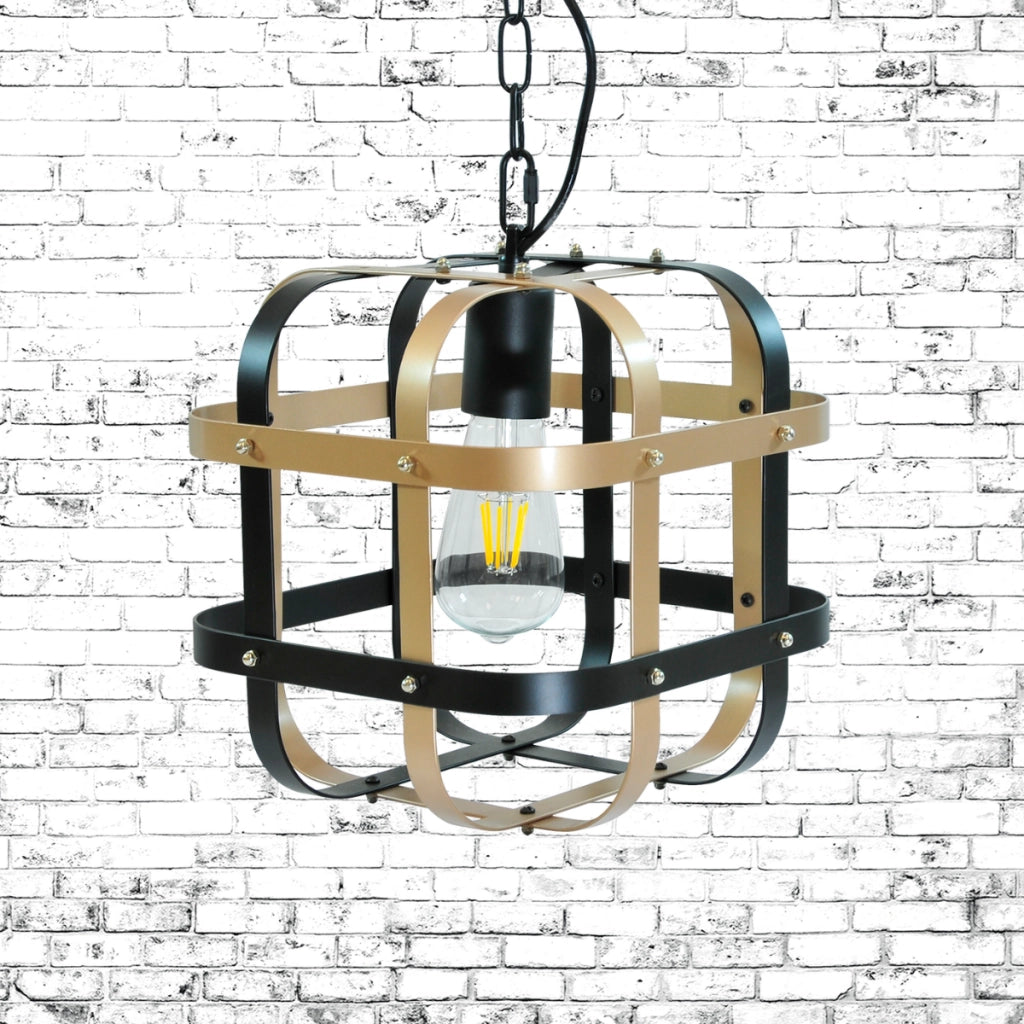 Lampada a sospensione Klatka nero oro E27 Polux Ø25 cm