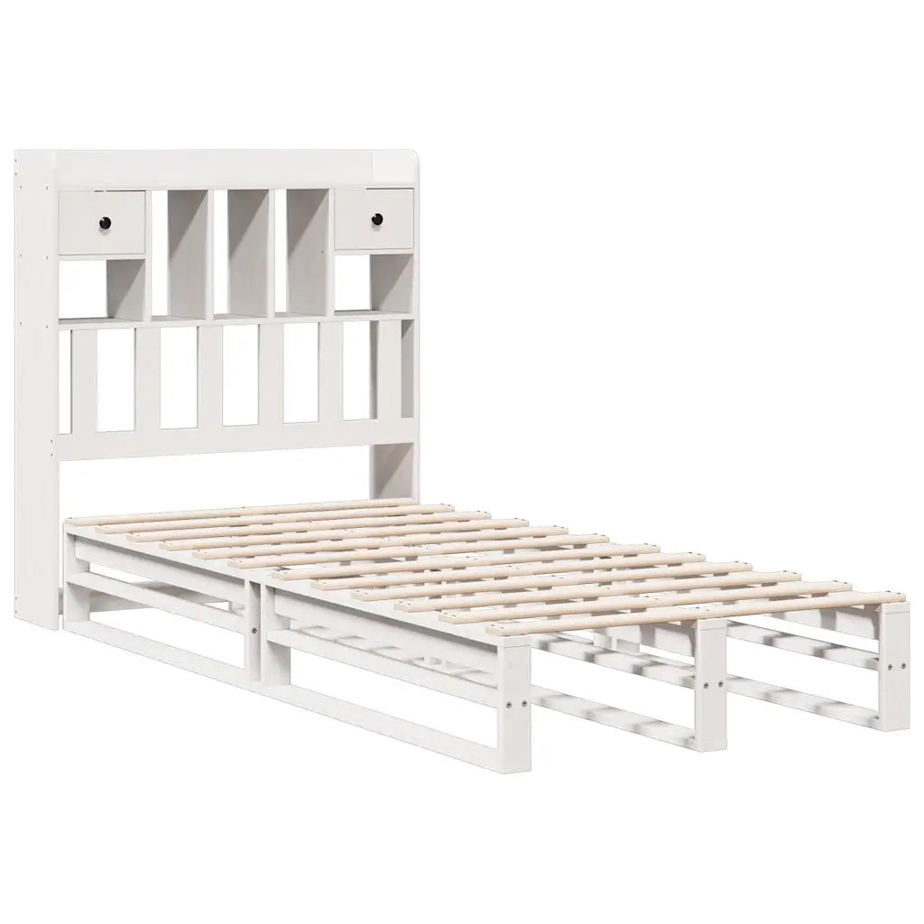 Letto Libreria senza Materasso Bianca 90x200 cm Legno di Pino 3323951