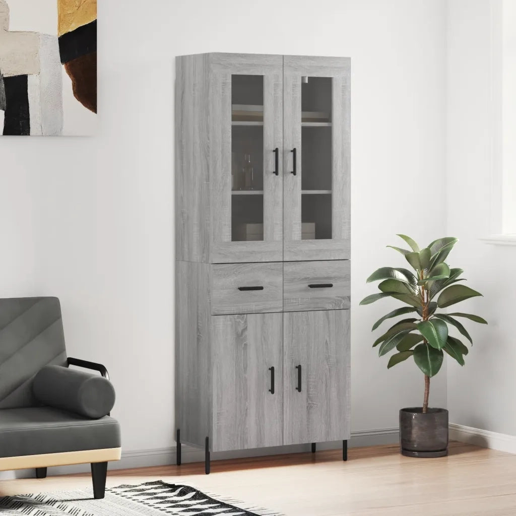 Credenza | Madia | Buffet da pranzo | Armadio da pranzo Grigio Sonoma 69,5x34x180 cm in Legno Multistrato