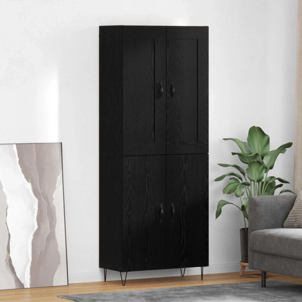 Credenza-Buffet-Armadio da cucina Rovere Nero 69,5 x 34 x 180 cm Legno multistrato 154066