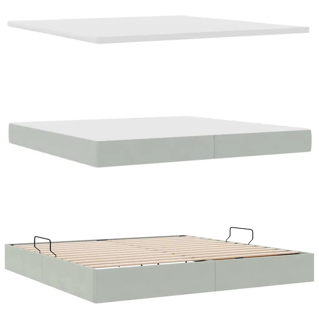 Letto con contenitore e LED Grigio chiaro 200 x 200 cm Velluto 3371355
