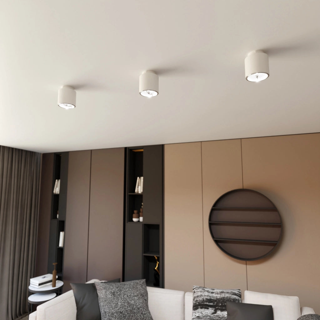 Plafoniera Moderna 1 Luce Faretto Ptah In Acciaio Bianco