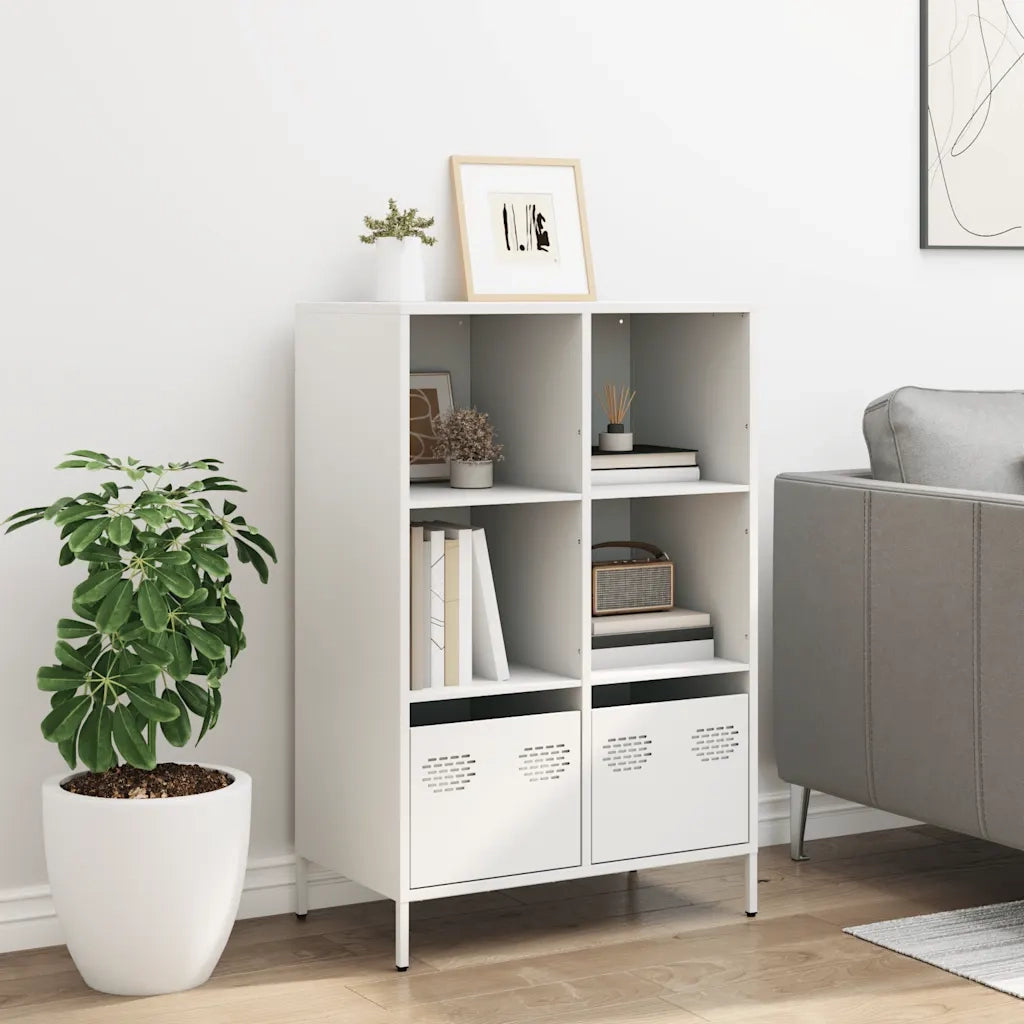 Credenza-Buffet-Armadio da cucina Bianca 68x39x103,5 cm in Acciaio 194743
