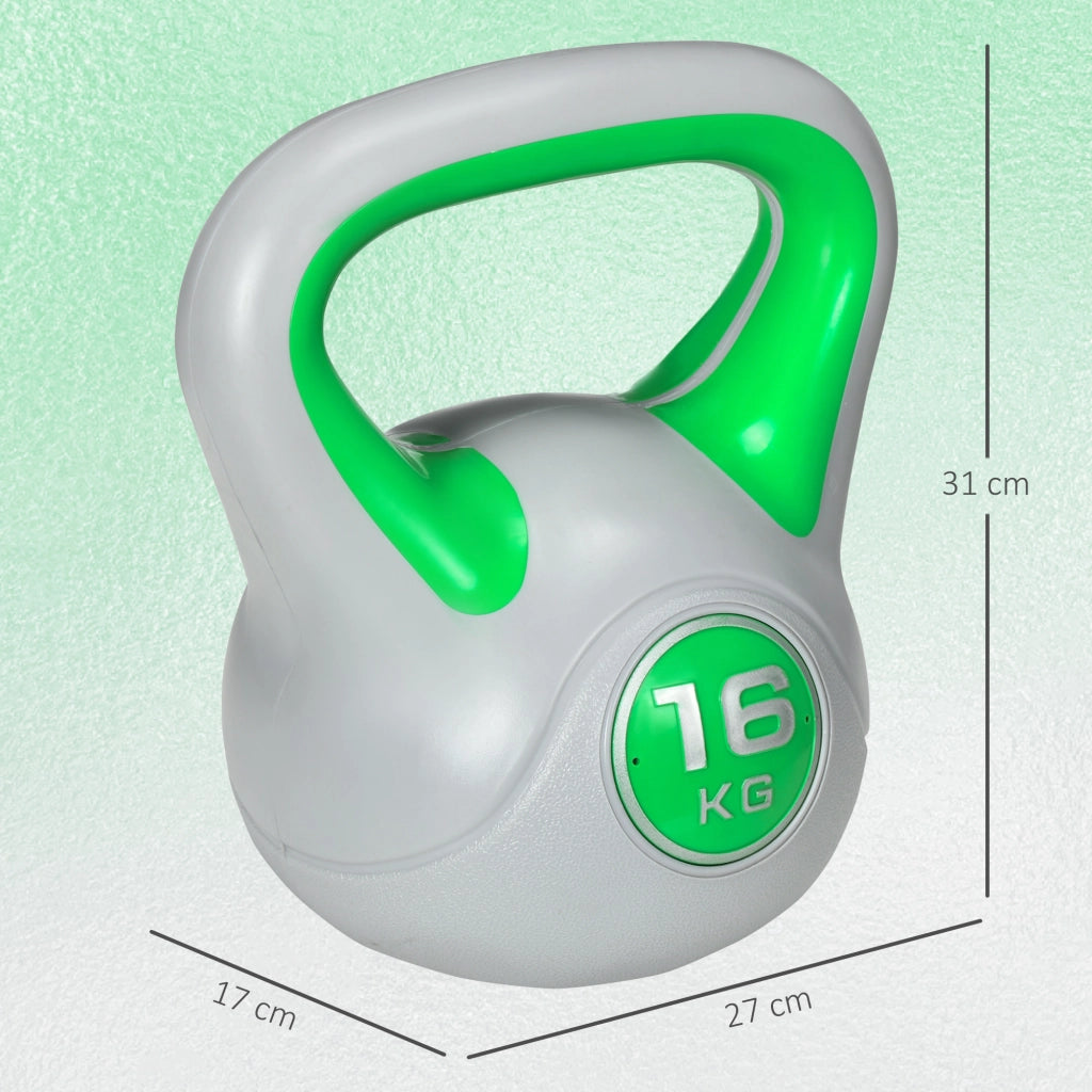 Kettlebell 16 kg ¨C Xylo ¨C Impugnatura Ergonomica, Verde, 27x17x31 cm