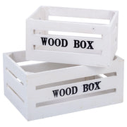 Set di 2 cassetti in legno bianco