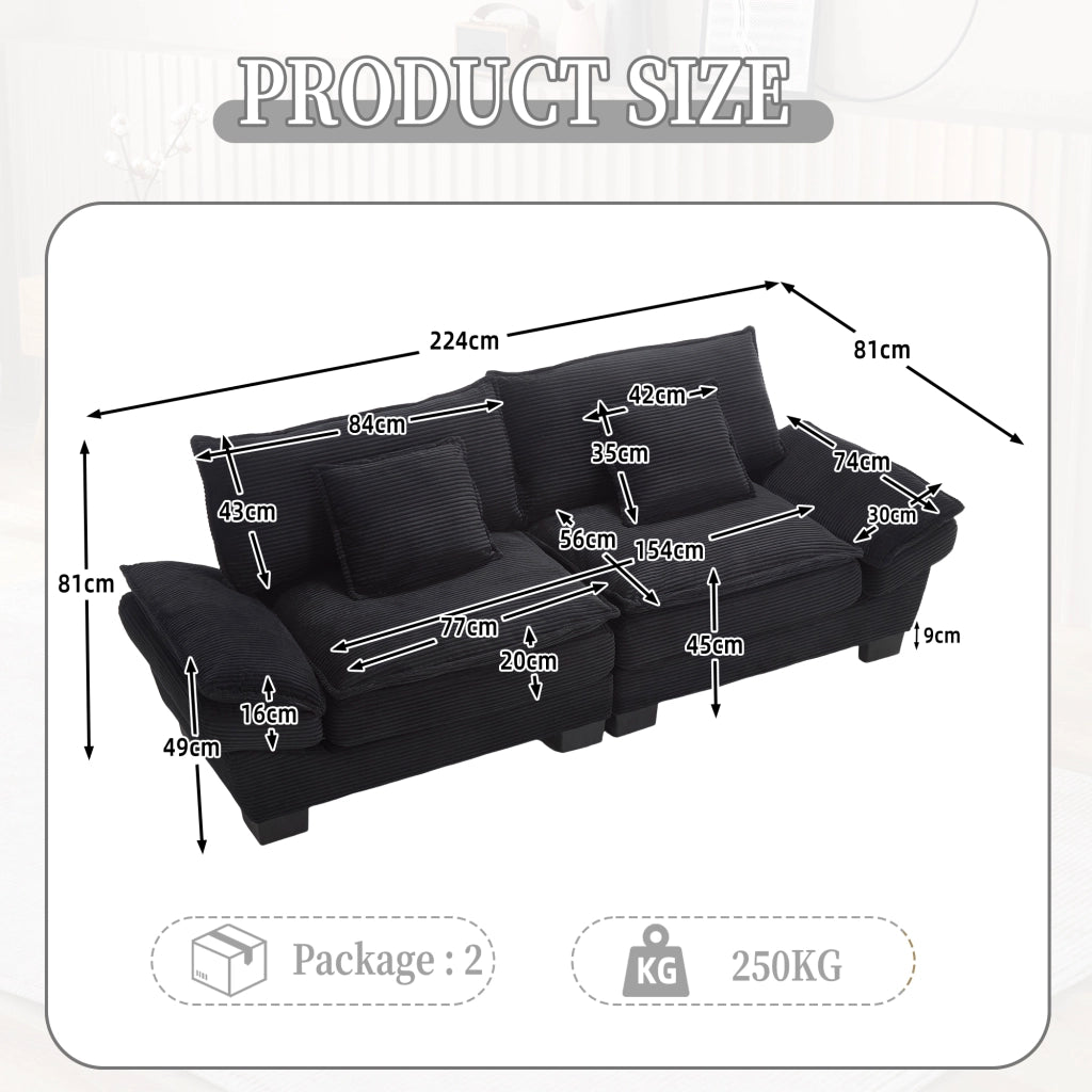Divano Letto Matrimoniale ¨C MINIMAL ¨C Nero, Imbottito