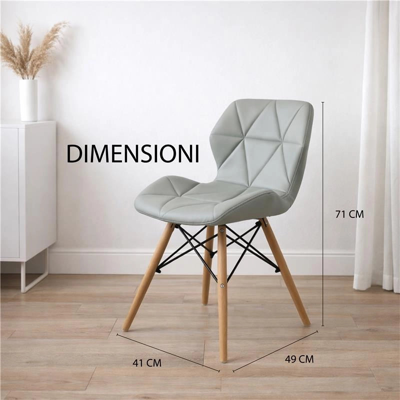 SET 6 SEDIE ANNAPOLIS MODERNA IN ECOPELLE GRIGIA E LEGNO 41 X 49 X H71 CM