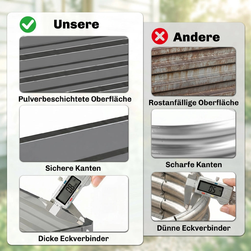 Fioriera con struttura in acciaio ¨C Xylo ¨C grigio chiaro 120x120x30 cm