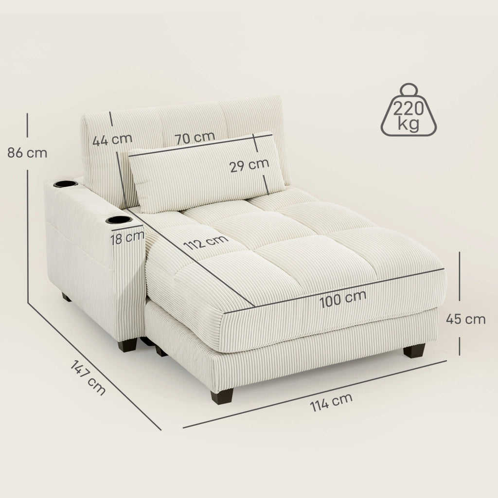 Divano letto con cuscini e portabicchieri - Xylo - crema bianco
