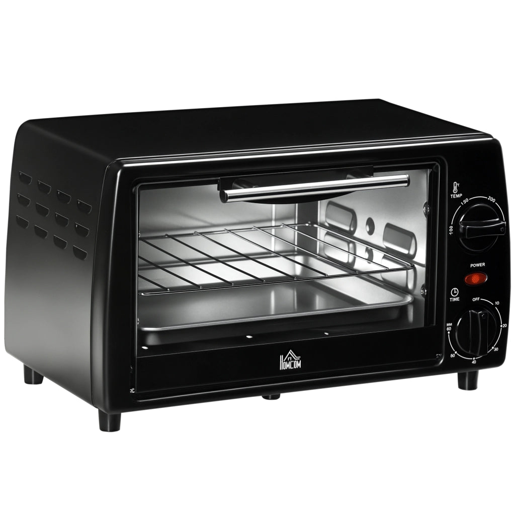 Fornetto Elettrico 10L da 750W con Temperatura Regolabile e Timer, 36.5x26x22 cm, Nero