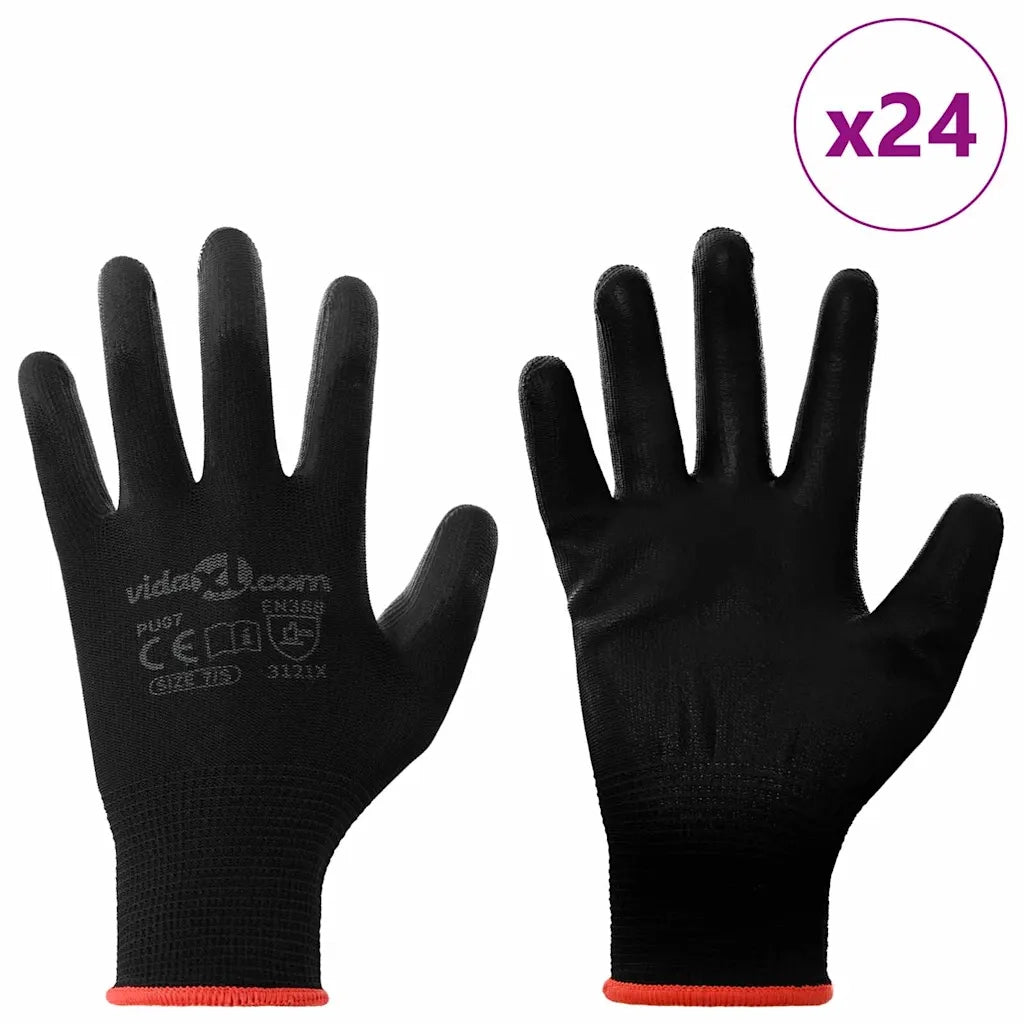 Guanti da Lavoro 24 pz Nero 7 / S Poliestere CFW2977373
