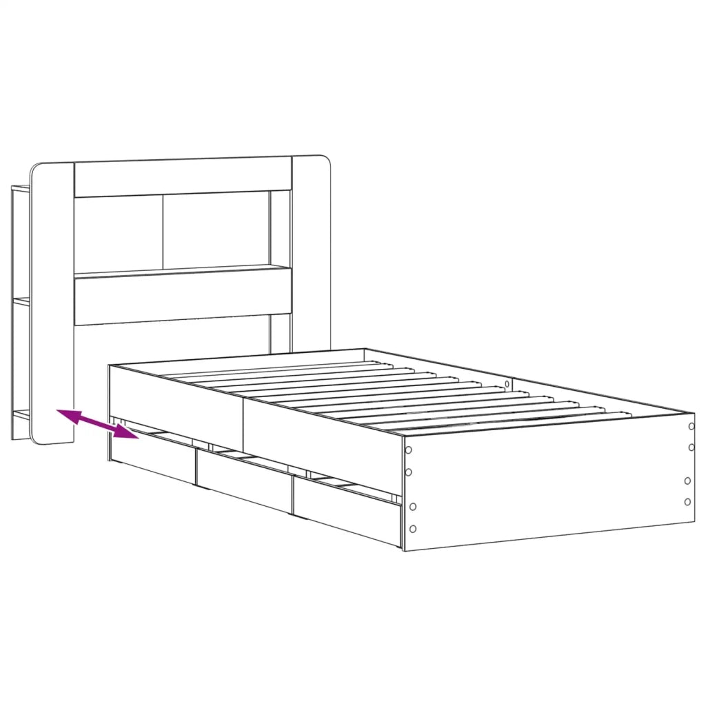Struttura del letto con stoccaggio e testata Rovere Fumo 3433994