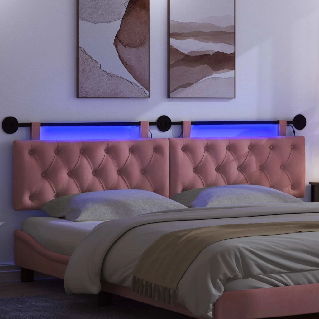 Testiera sospesa Con luce LED Rosa Velluto 3424725