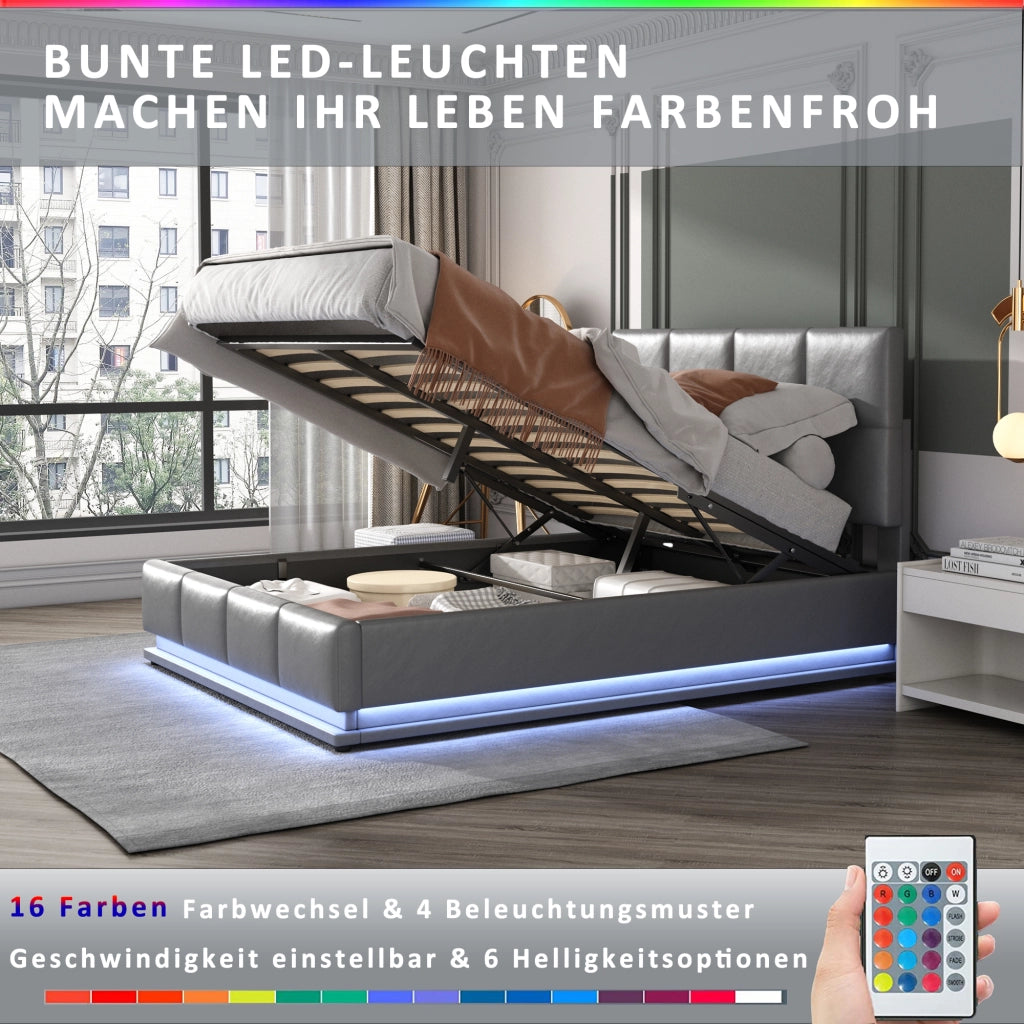 letto imbottito ecopelle grigio 160 x 200 cm